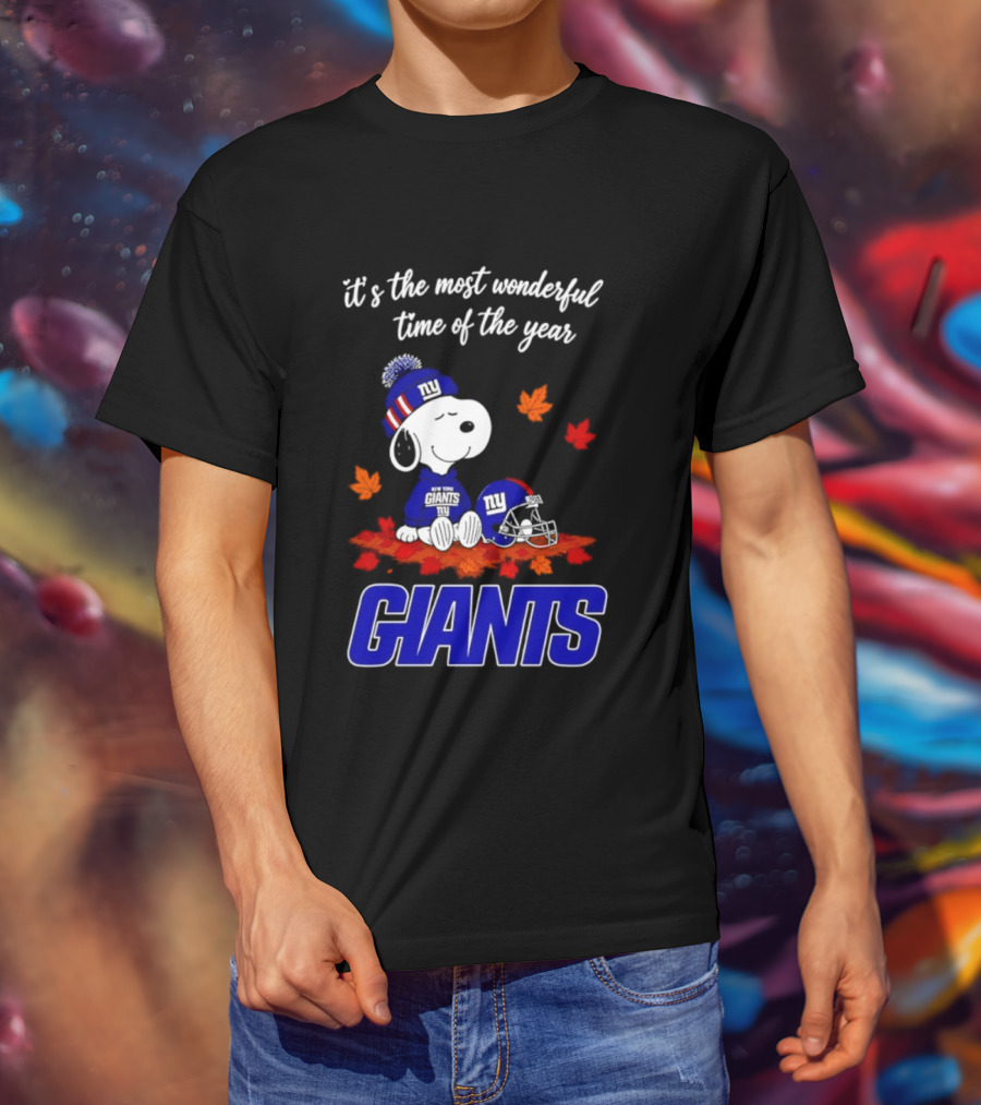 New York Giants Snoopy Fall Halloween 2026 Most Wonderful Time Of The Year T-Shirt