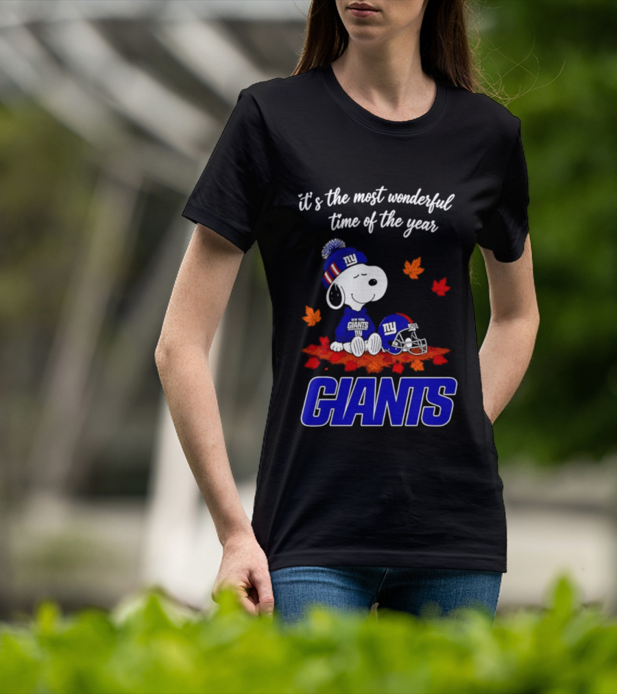 New York Giants Snoopy Fall Halloween 2026 Most Wonderful Time Of The Year T-Shirt