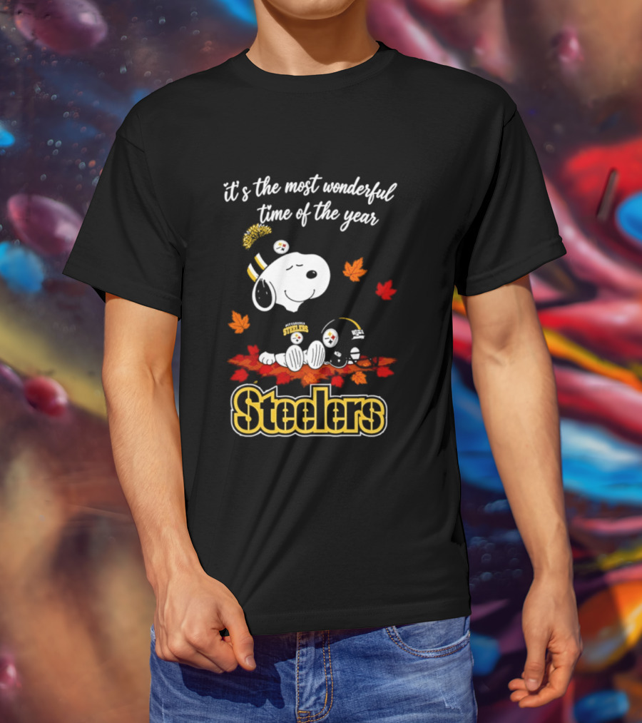Pittsburgh Steelers Snoopy Fall Halloween 2026 It's The Most Wonderful Time Of The Year T-Shirt