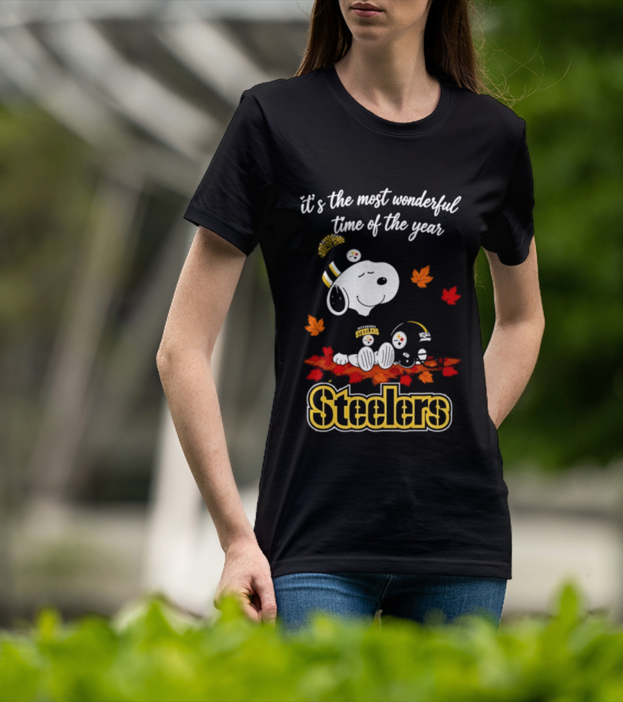 Pittsburgh Steelers Snoopy Fall Halloween 2026 It's The Most Wonderful Time Of The Year T-Shirt