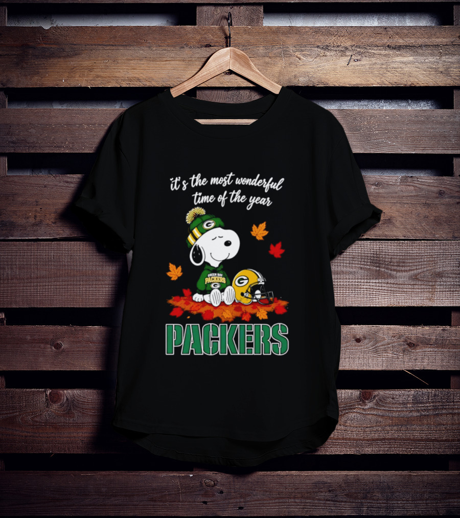 Packers Snoopy Fall Halloween 2026 Most Wonderful Time Of The Year T-Shirt