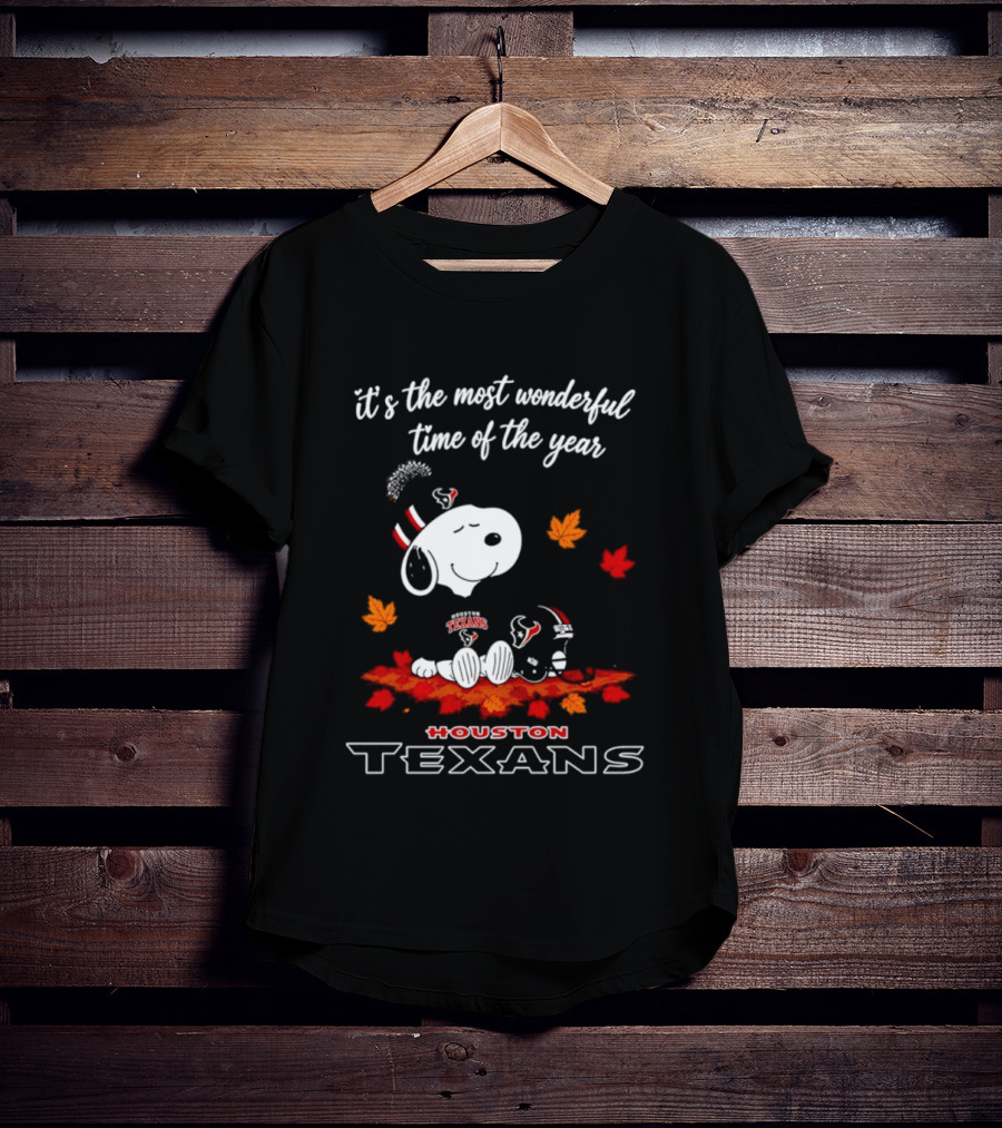Houston Texans Snoopy Fall Halloween 2026 Most Wonderful Time Of The Year T-Shirt
