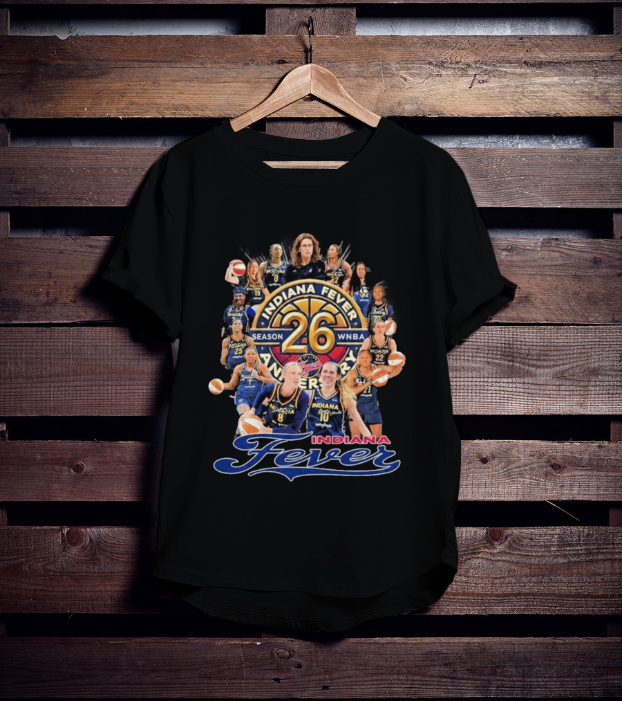 Indiana Fever 26 Season WNBA Anniversary Team Roster T-Shirt
