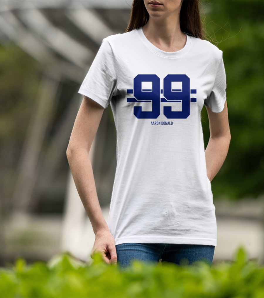 Aaron Donald 99 Los Angeles Rams Stripe Number T-Shirt