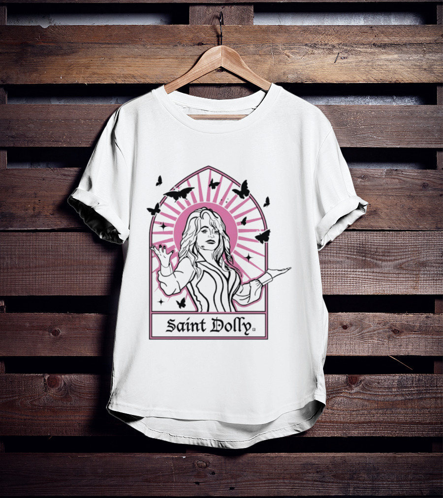 Saint Dolly Pink Sunburst With Butterflies T-Shirt