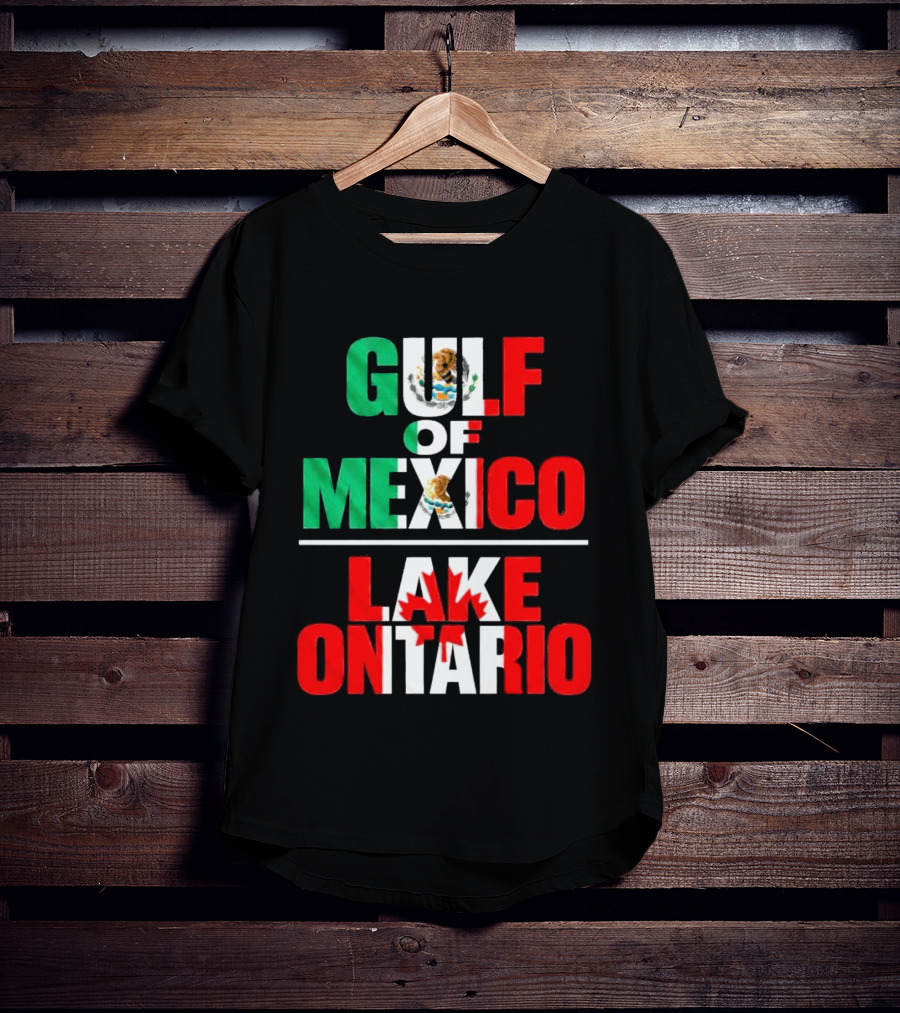 Gulf Of Mexico Lake Ontario Mexican Flag Canadian Maple Leaf Fusion T-Shirt