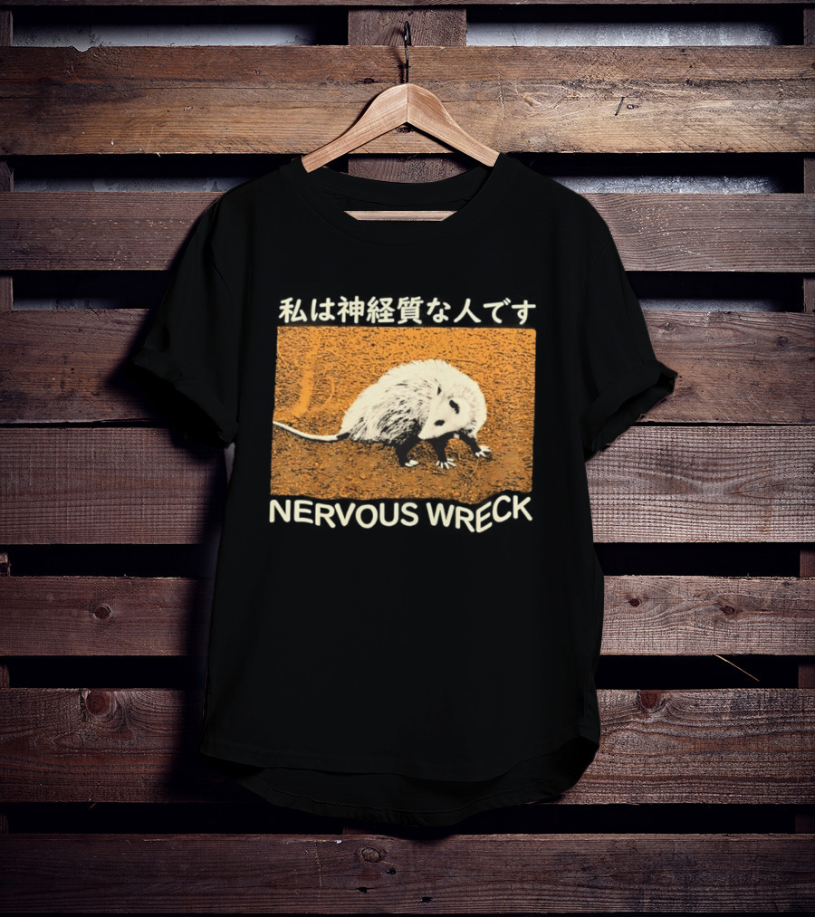 Opossum Nervous Wreck Vintage Style Wildlife Humor T-Shirt