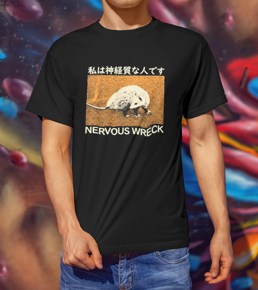 Opossum Nervous Wreck Vintage Style Wildlife Humor T-Shirt
