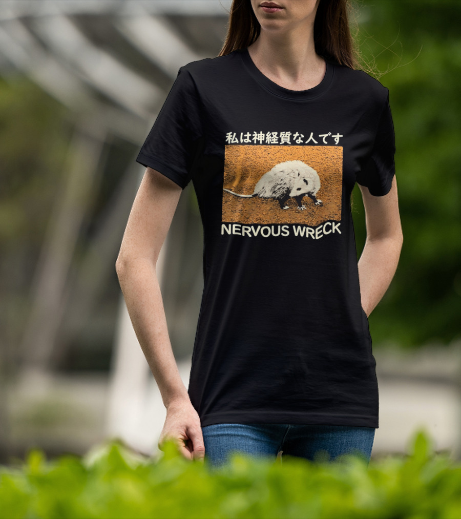 Opossum Nervous Wreck Vintage Style Wildlife Humor T-Shirt