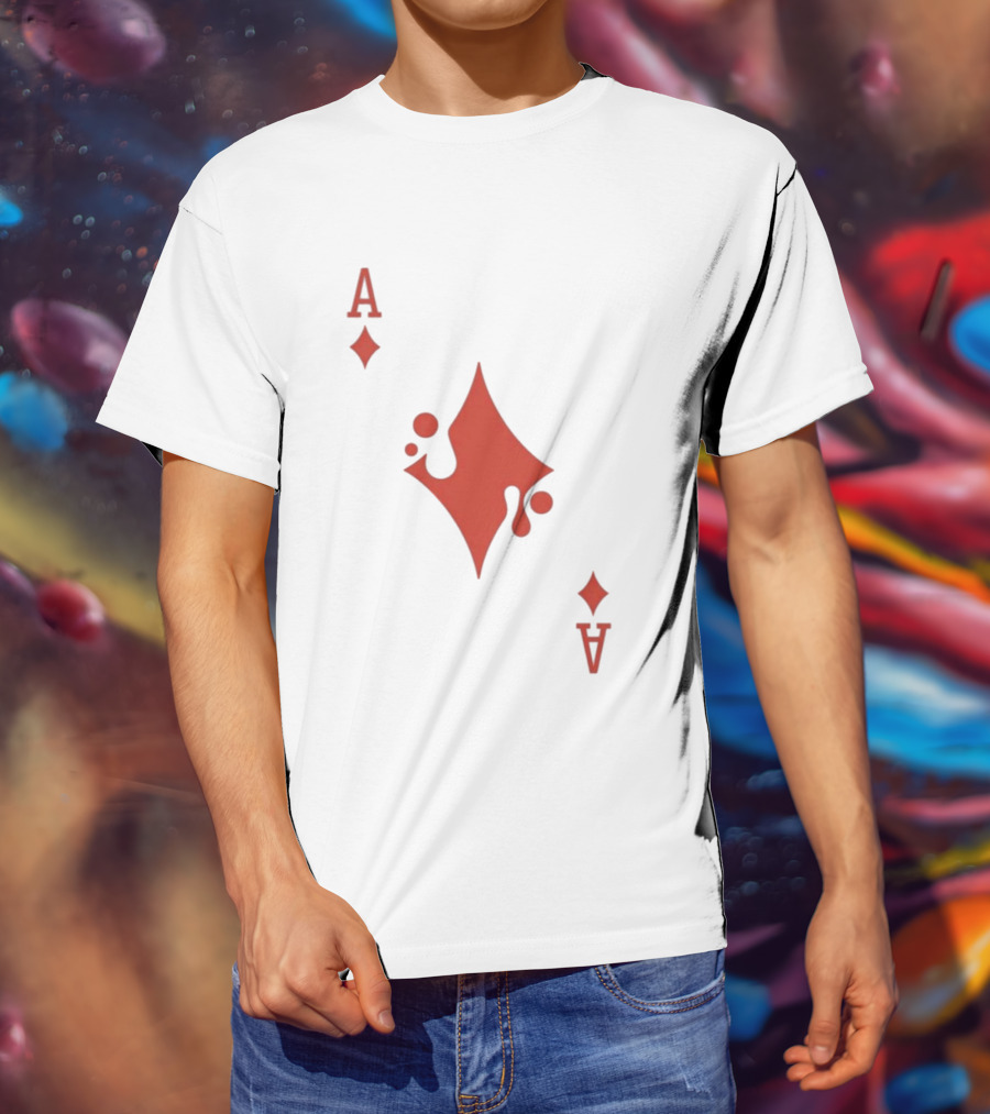 Ace Of Diamonds Playing Card Red Stylized T-Shirt