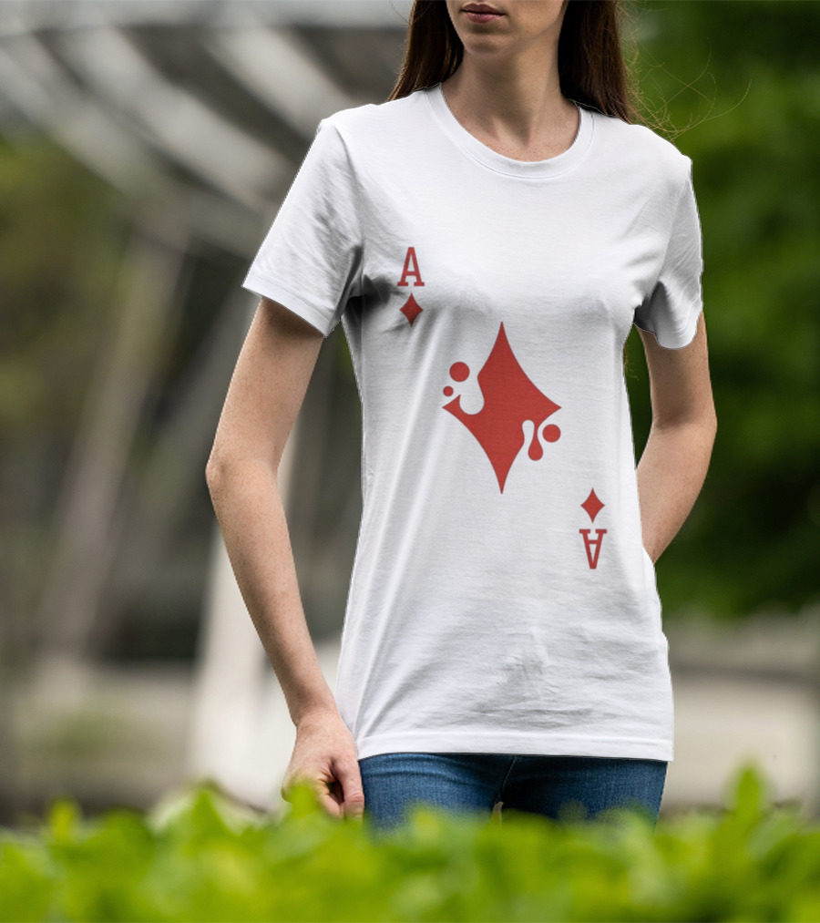 Ace Of Diamonds Playing Card Red Stylized T-Shirt