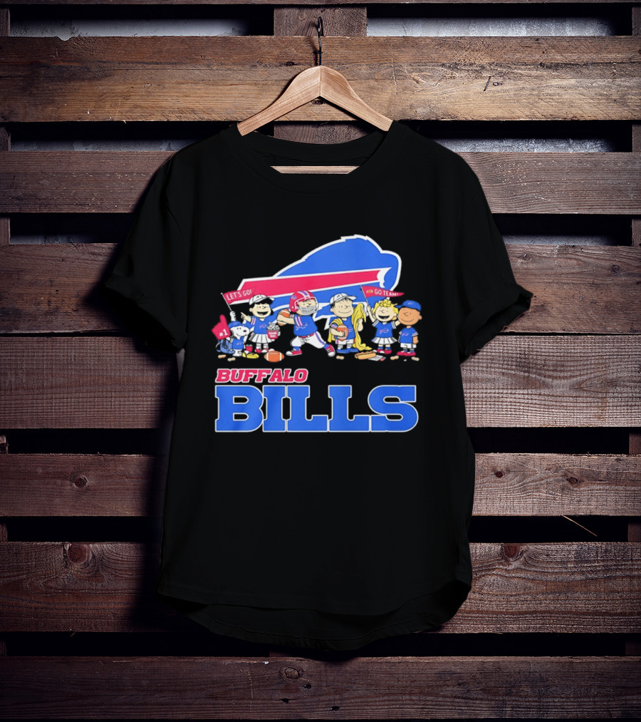Peanuts Characters Supporting Buffalo Bills Team Fan Gear T-Shirt