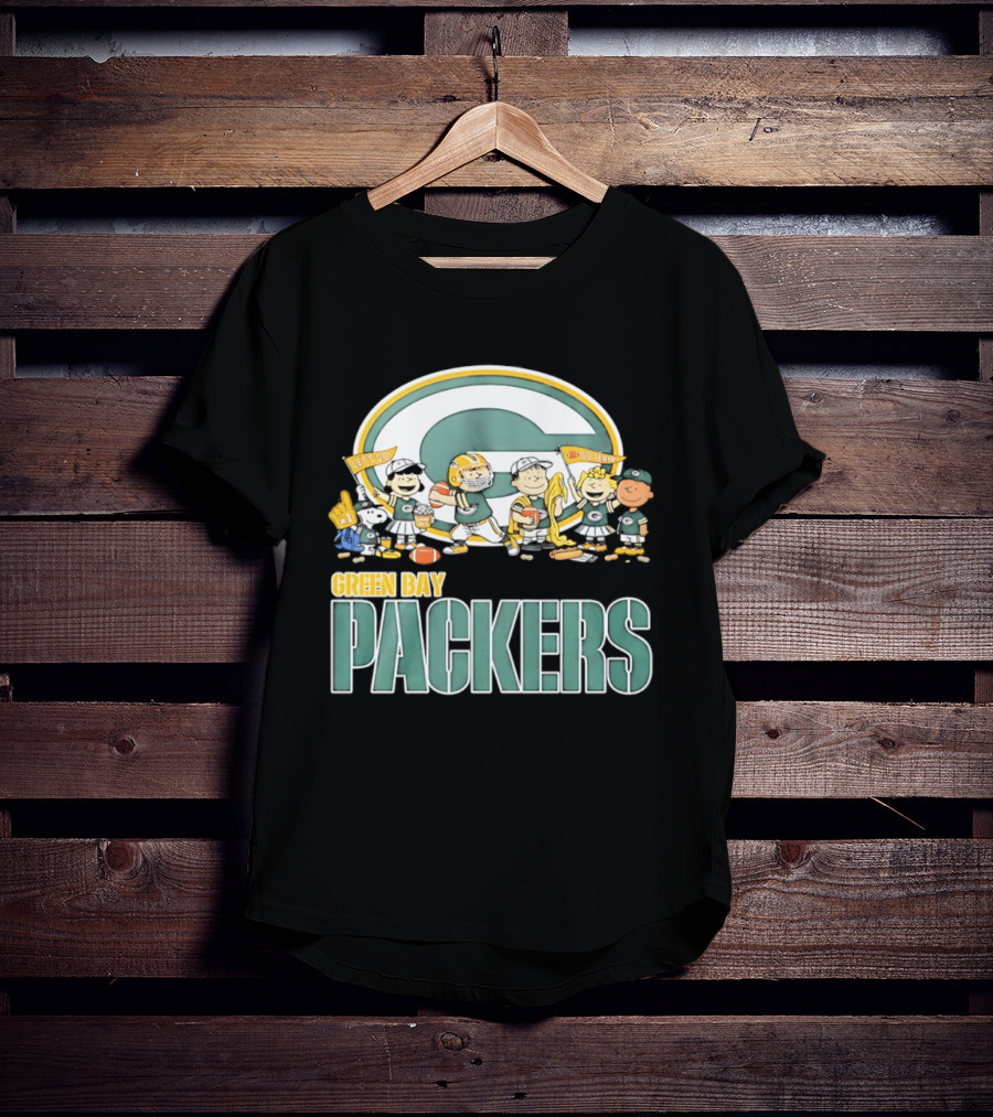 Peanuts Characters Celebrating Green Bay Packers Let's Go Go Team T-Shirt