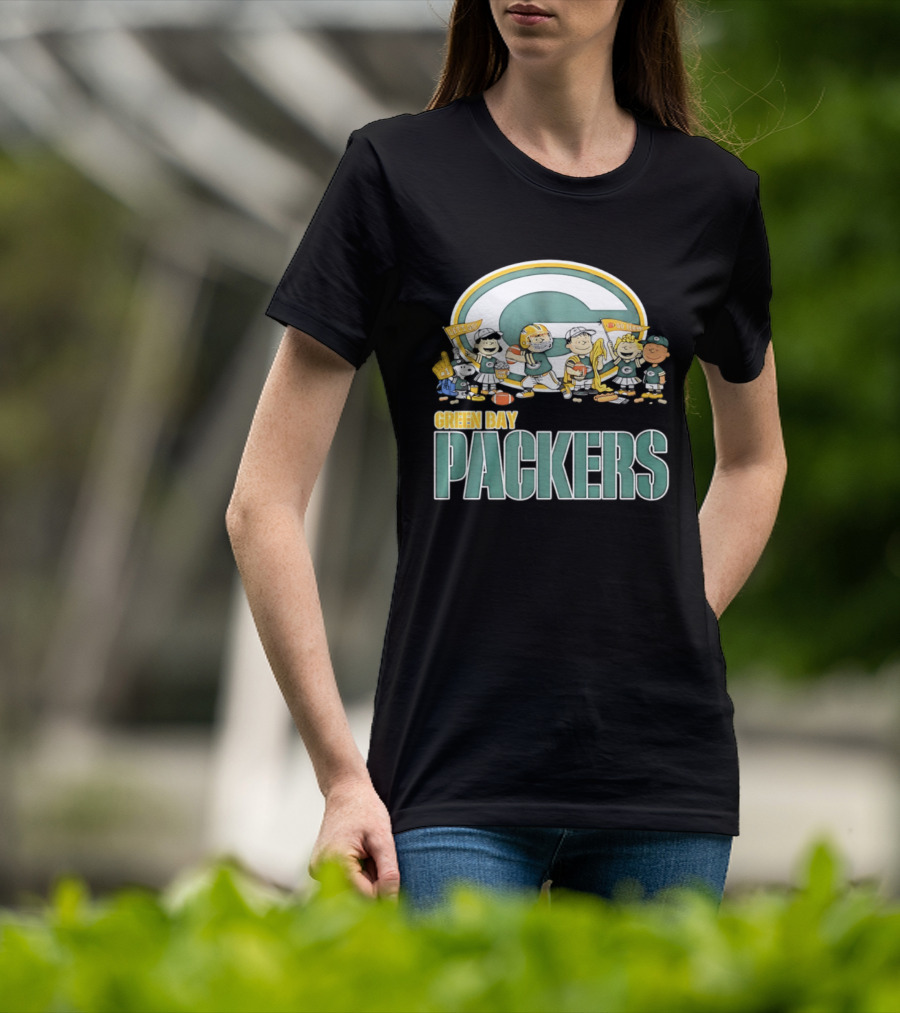 Peanuts Characters Celebrating Green Bay Packers Let's Go Go Team T-Shirt