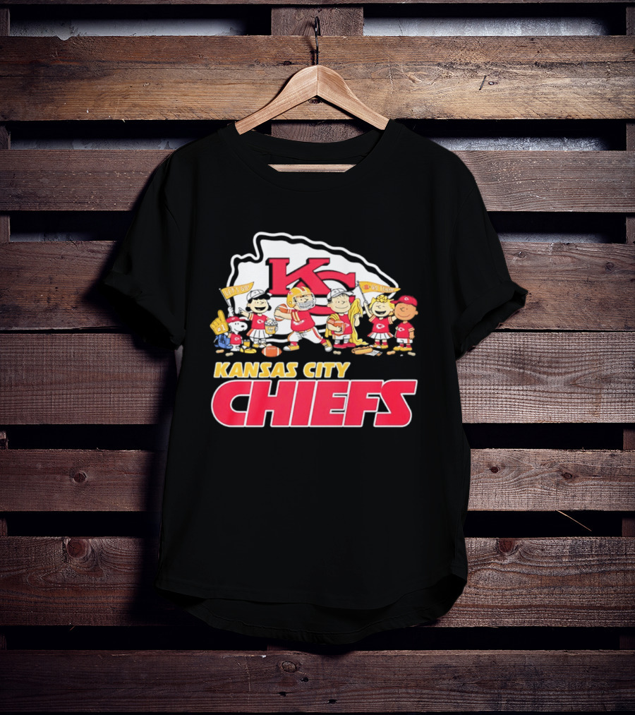 Kansas City Chiefs Peanuts Characters Go Team Let's Go T-Shirt