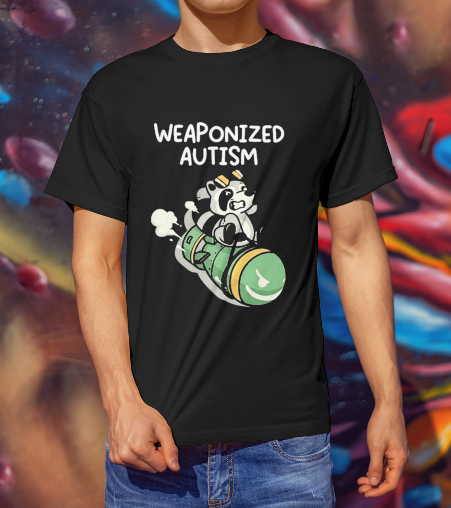 Weaponized Autism Raccoon Riding Missile T-Shirt