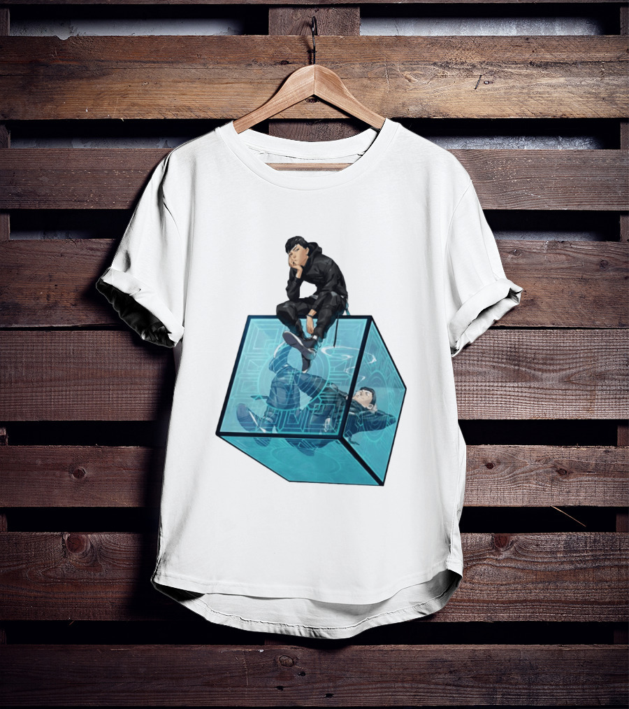 Ghostwire Tokyo Character Sitting On Cyber Cube T-Shirt