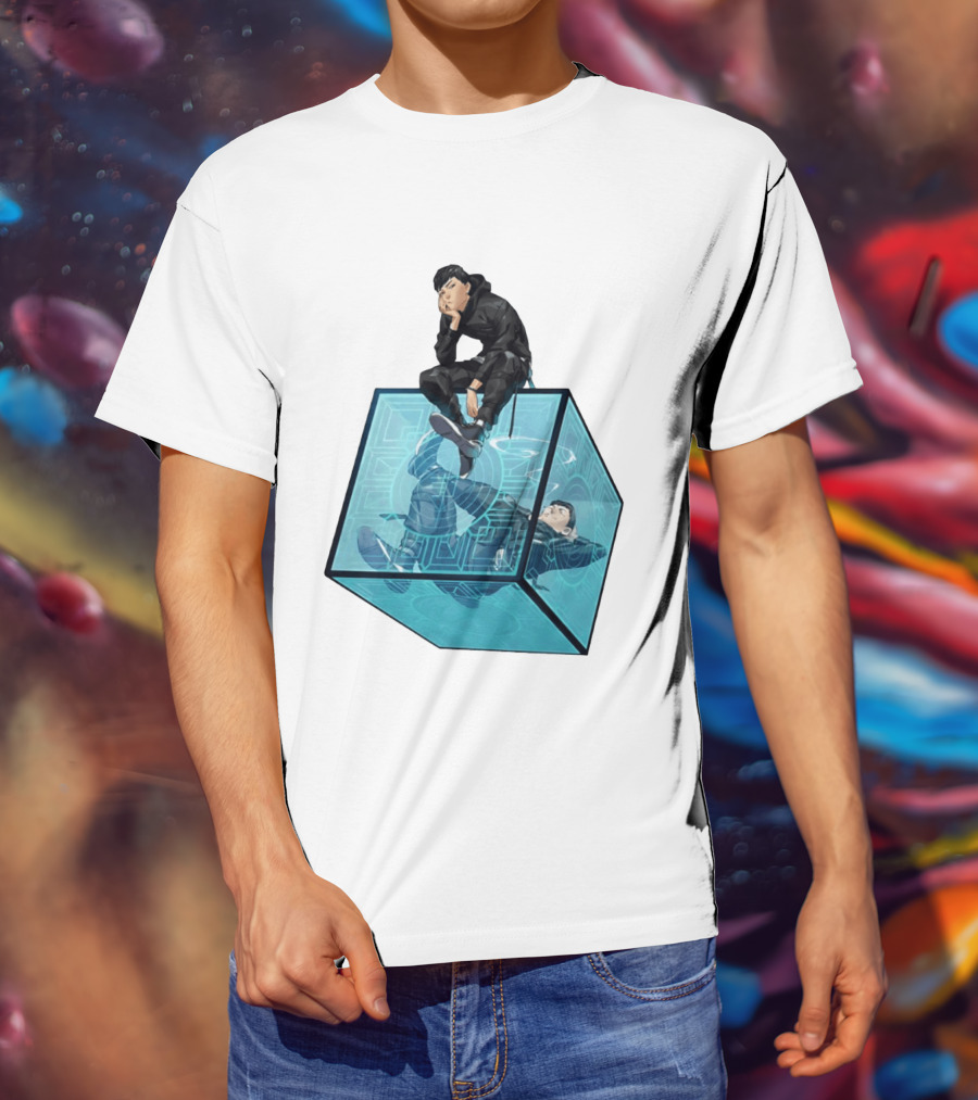 Ghostwire Tokyo Character Sitting On Cyber Cube T-Shirt