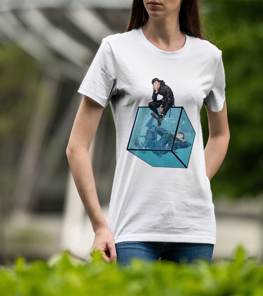 Ghostwire Tokyo Character Sitting On Cyber Cube T-Shirt