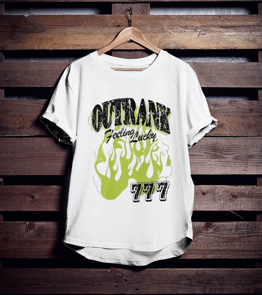 Outrank Feeling Lucky 777 Green Flames T-Shirt