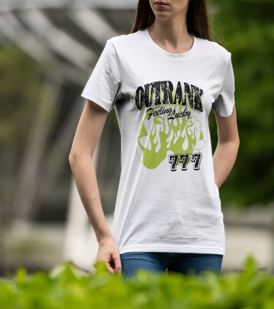 Outrank Feeling Lucky 777 Green Flames T-Shirt