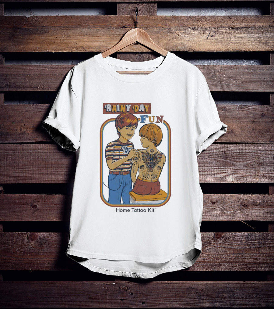 Rainy Day Fun Home Tattoo Kit Retro Style Boys With Tattoos T-Shirt
