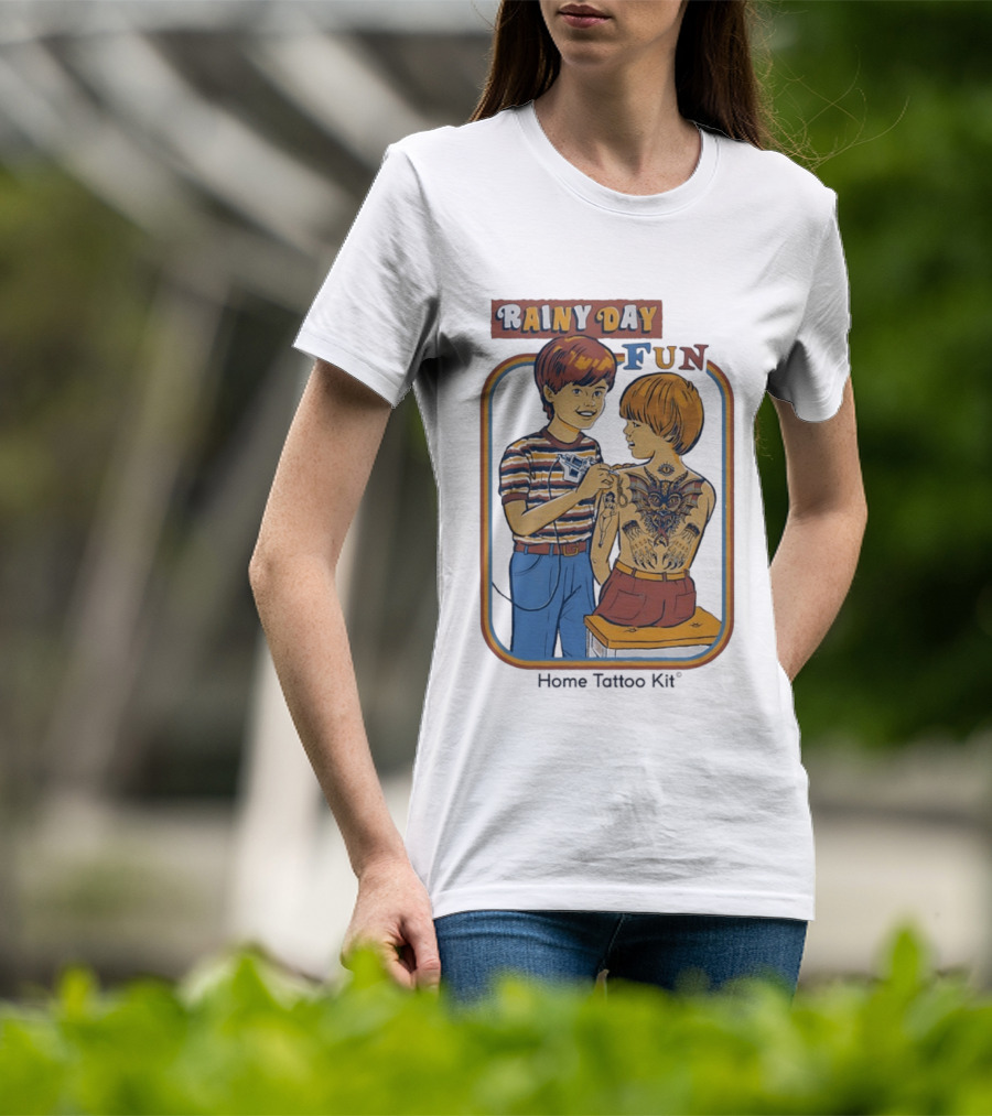 Rainy Day Fun Home Tattoo Kit Retro Style Boys With Tattoos T-Shirt