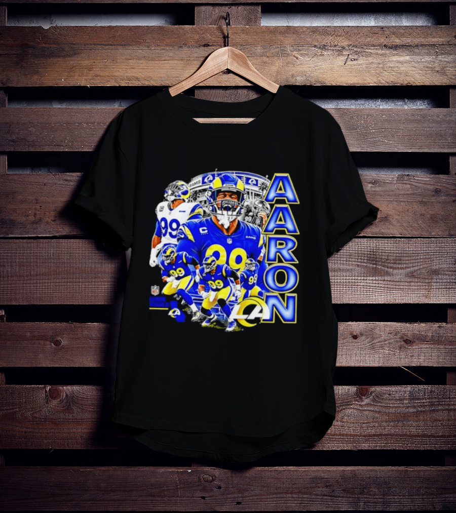 Aaron Donald Los Angeles Rams 99 Blue Collage 90s Bootleg T-Shirt