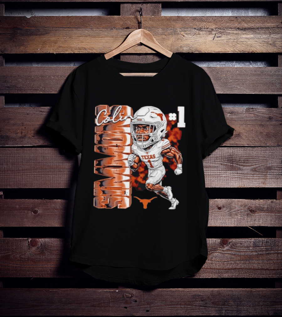 Colin Simmons #1 Texas Longhorns Football Caricature T-Shirt