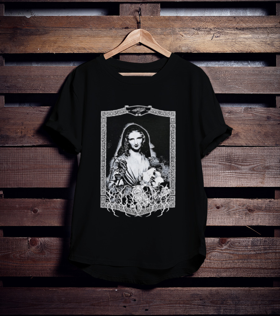 Cursed Black Metal Gothic Dark Saintly Figure With Floral Skull Motif T-Shirt