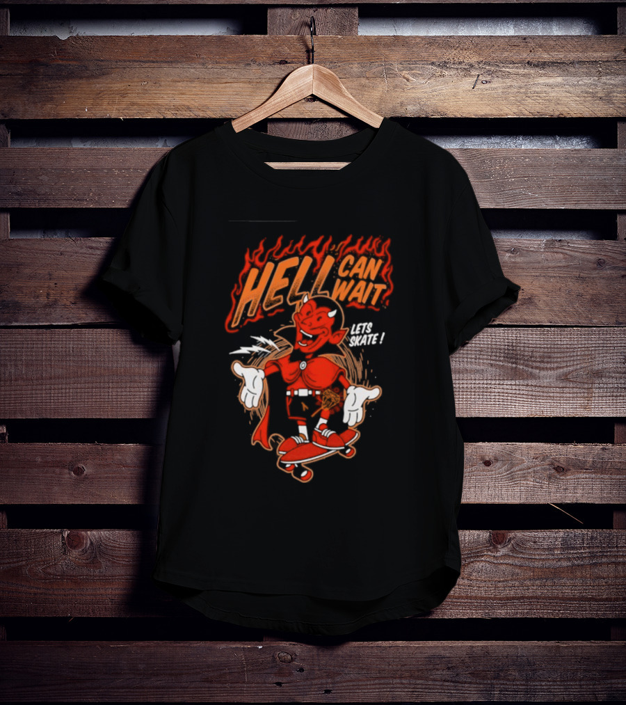 Hell Can Wait Let's Skate Devil Skateboarding T-Shirt