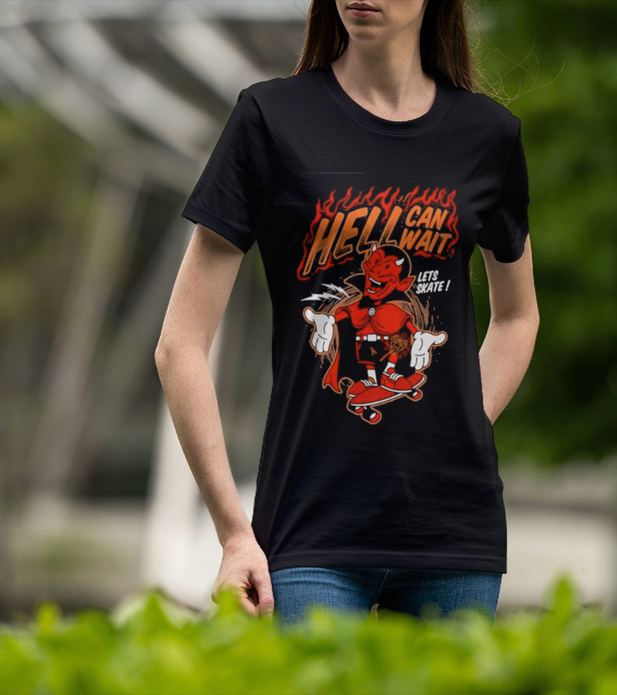 Hell Can Wait Let's Skate Devil Skateboarding T-Shirt