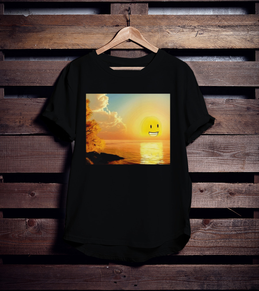 Golden Coin Face Sunset Over Water Inspired By Battle For Dream Island T-Shirt