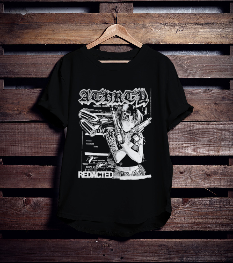 Top Revy With Gun Federal Bureau Of Investigation Redacted Anime Girl T-Shirt