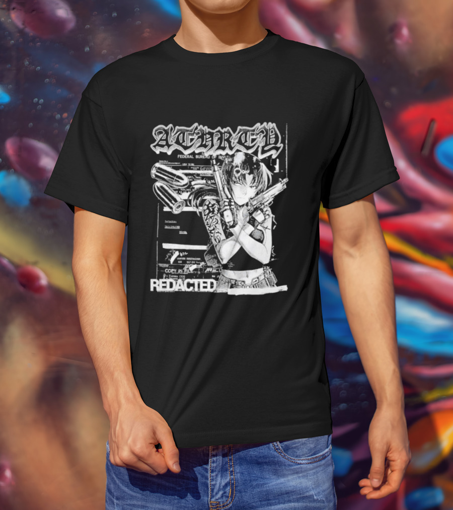 Top Revy With Gun Federal Bureau Of Investigation Redacted Anime Girl T-Shirt