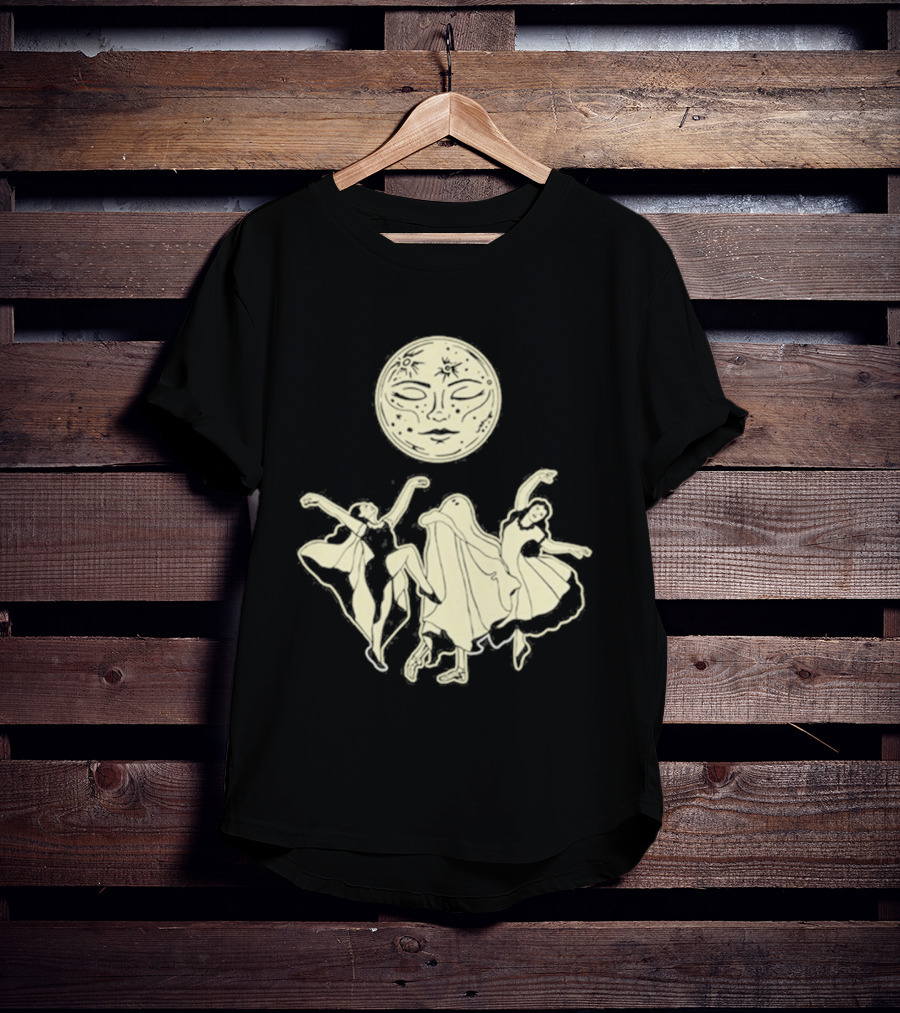 Two Girls Ghostly Dance Under Moon T-Shirt