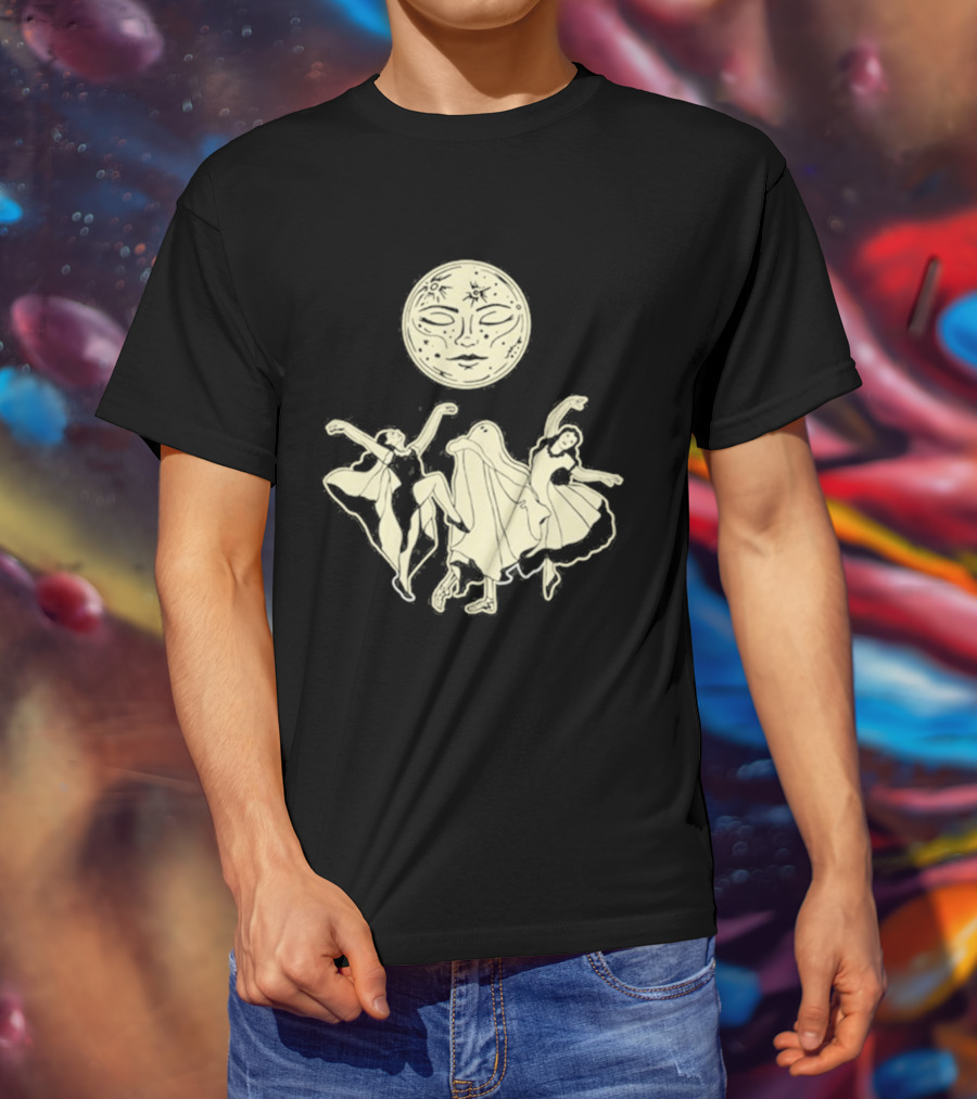 Two Girls Ghostly Dance Under Moon T-Shirt