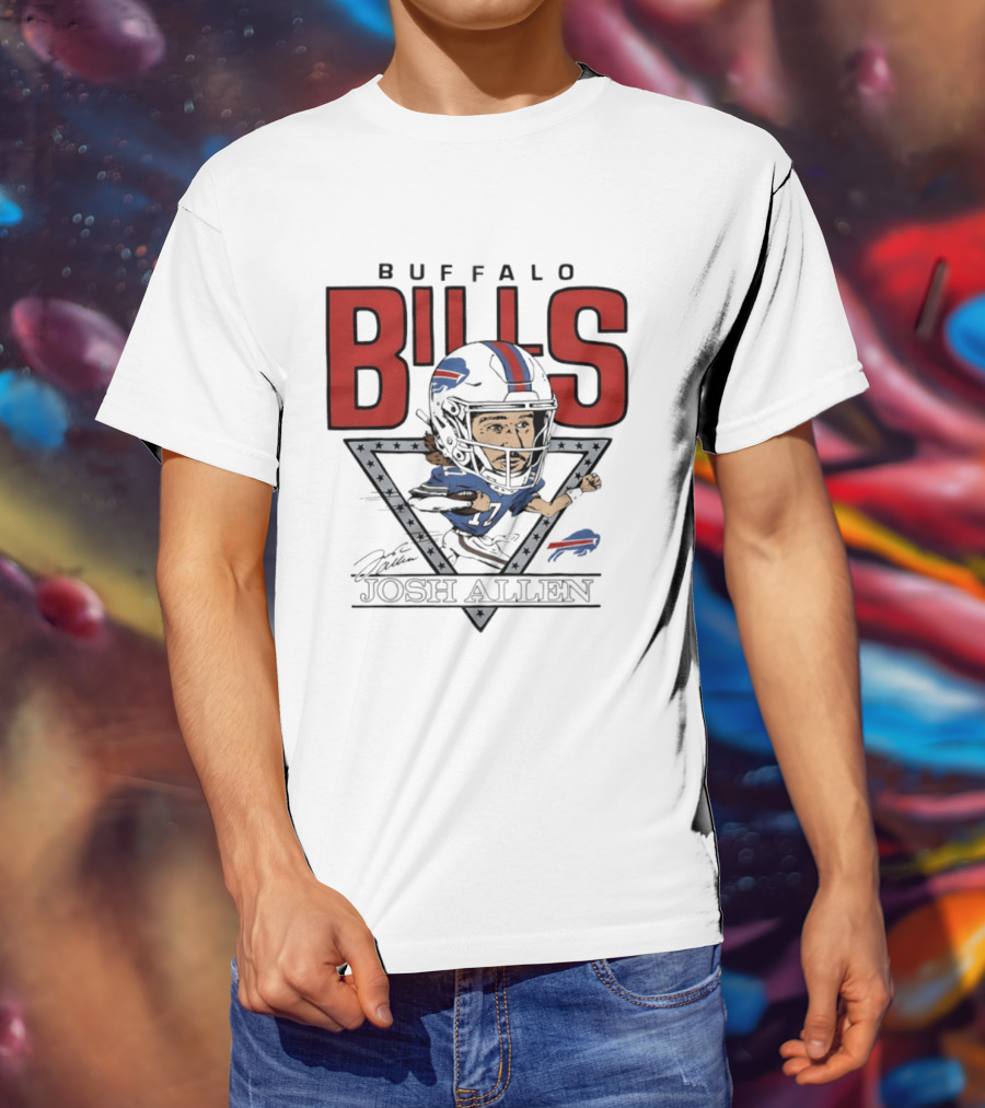 Buffalo Bills Josh Allen Football Caricature Triangle T-Shirt