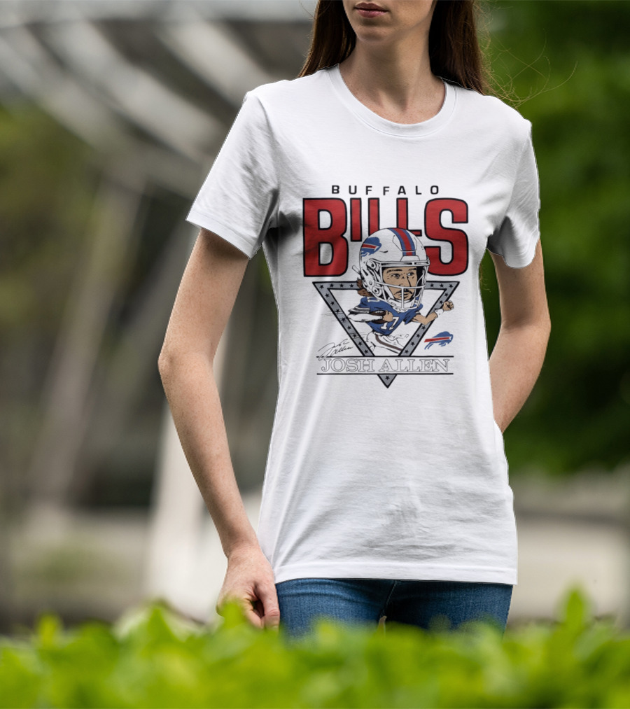 Buffalo Bills Josh Allen Football Caricature Triangle T-Shirt