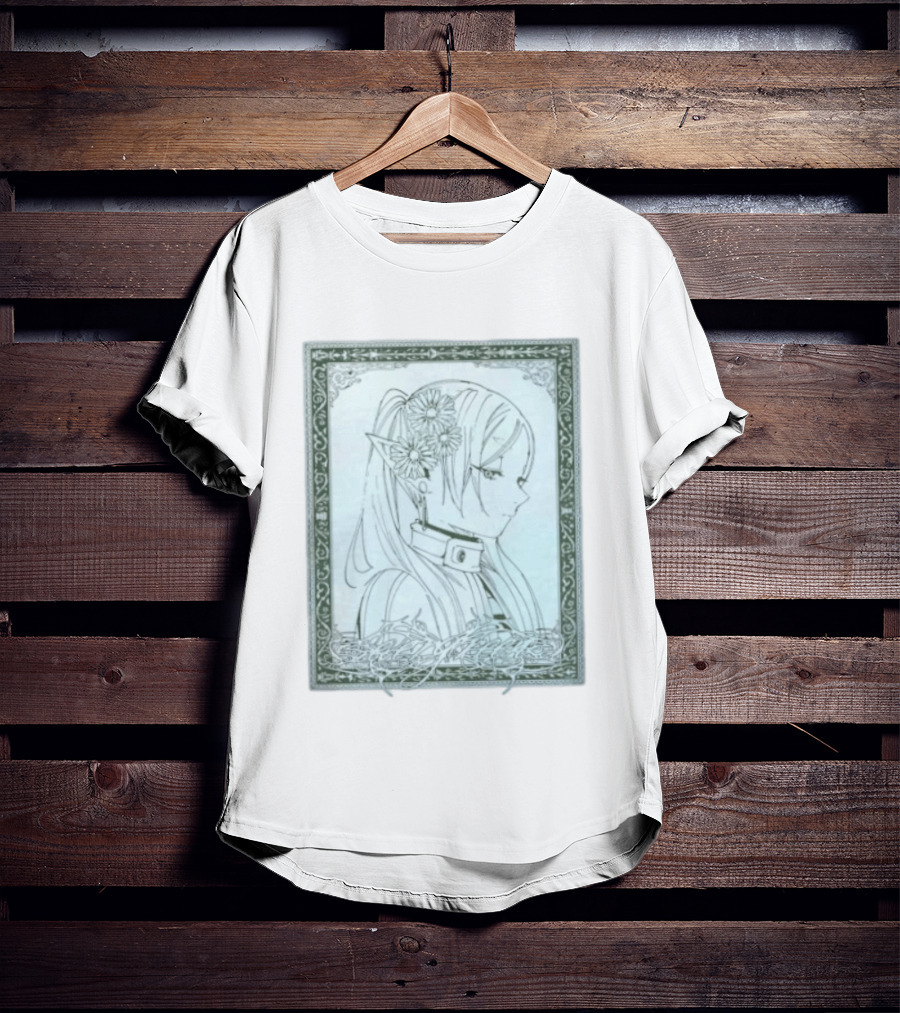 Frieren Evergreen Elf Girl Floral Fantasy Art Nouveau T-Shirt