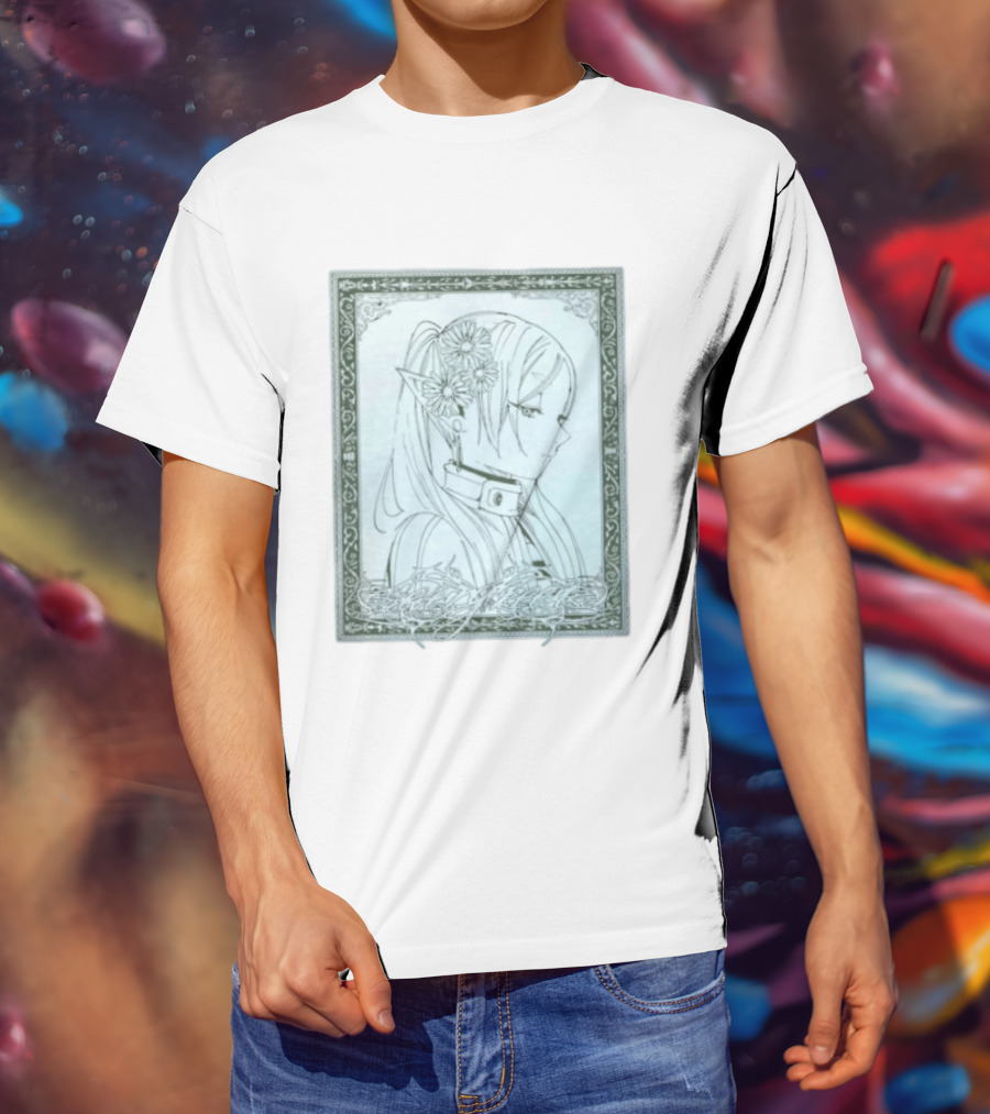 Frieren Evergreen Elf Girl Floral Fantasy Art Nouveau T-Shirt