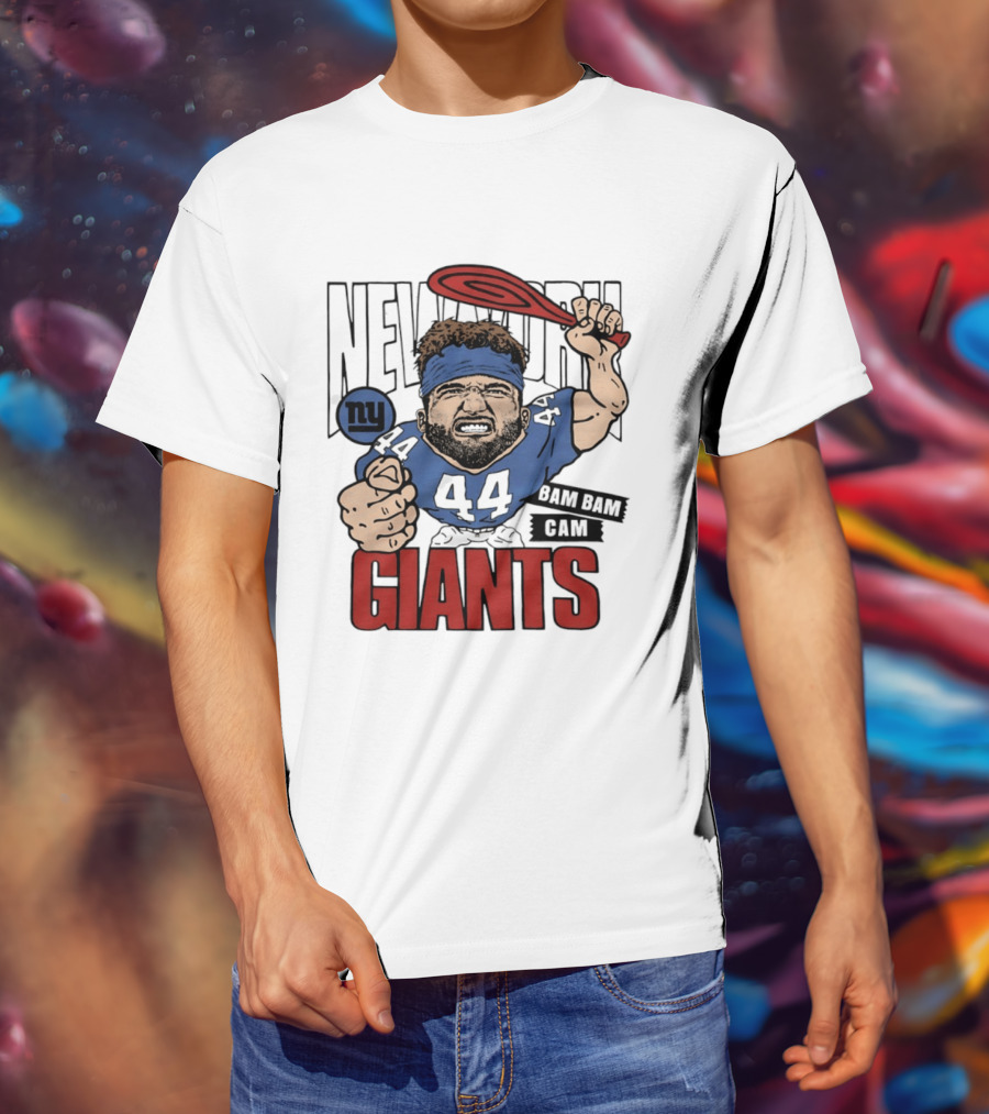 New York Giants Bam Bam Cam 44 Caricature Football ан T-Shirt