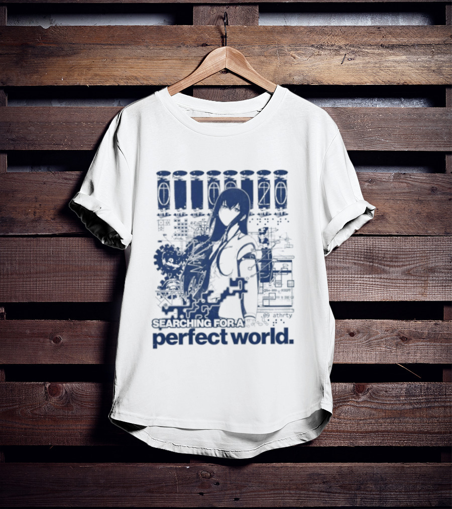 Steins Gate Kurisu Makise Searching For A Perfect World T-Shirt