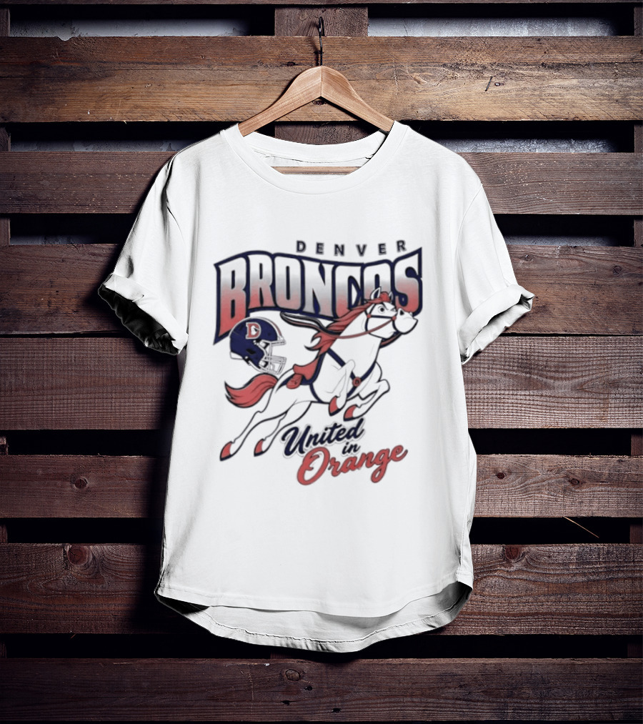 Denver Broncos United In Orange Football Helmet Horse T-Shirt