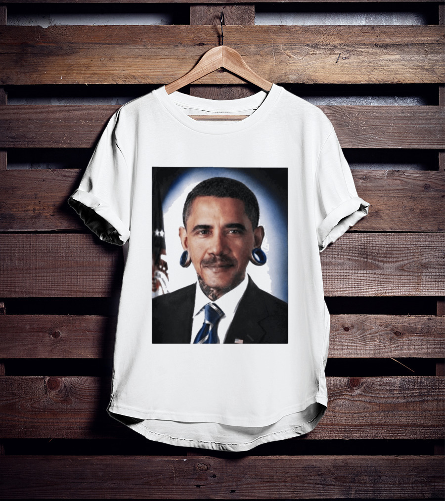 Obama President Political Fashion With Tattoos And Futuristic T-Shirt