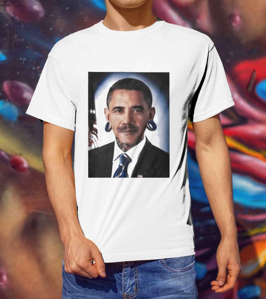 Obama President Political Fashion With Tattoos And Futuristic T-Shirt