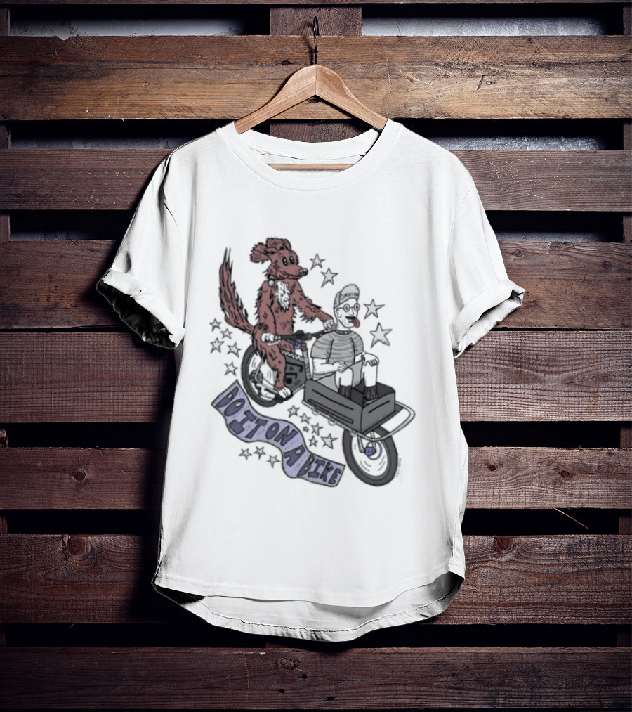 Original Dog On A Bike Omnium Cycling Matt Crank Free And High Stars T-Shirt