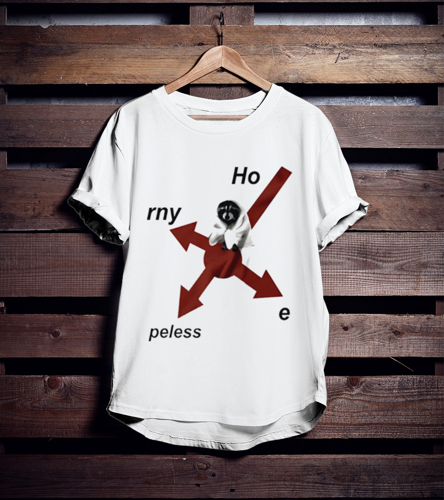 Raccoon Horny Hopeless Hoe Arrows T-Shirt