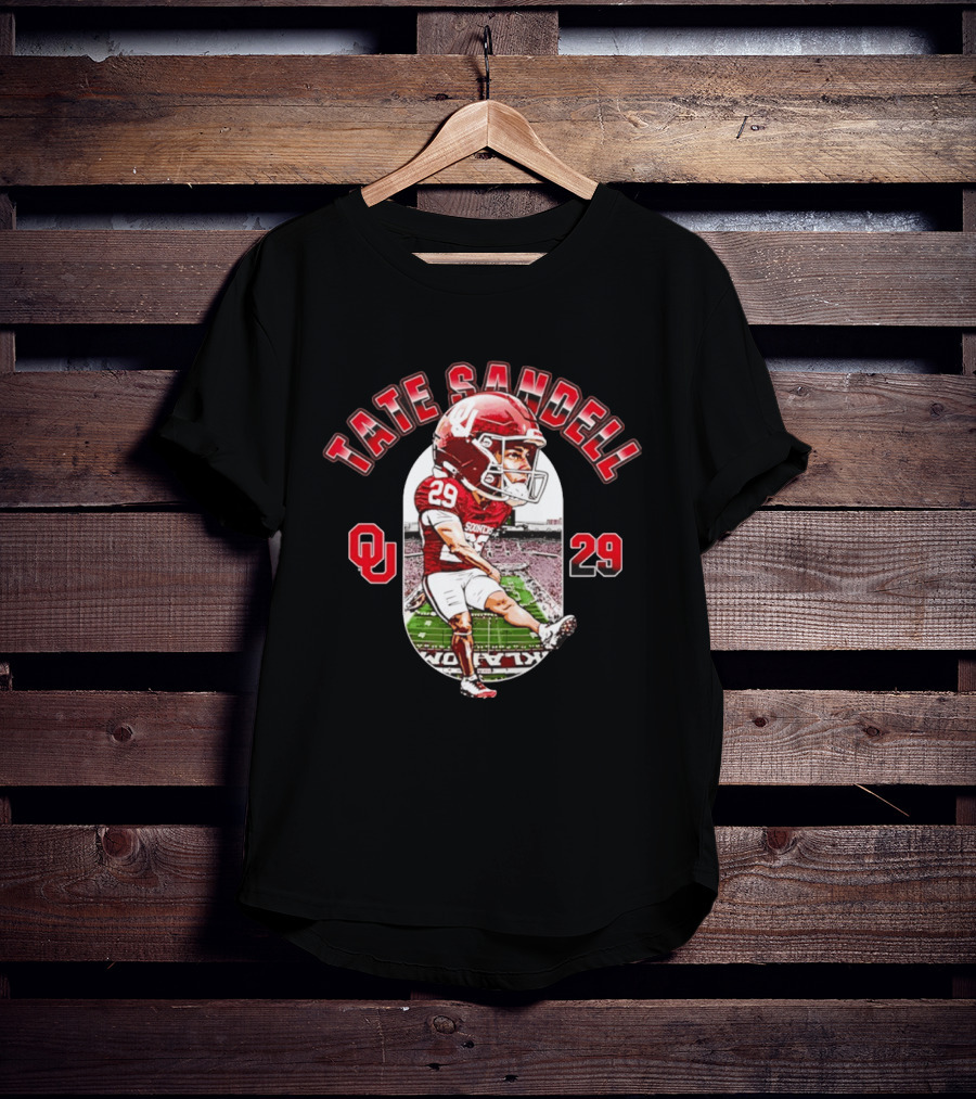 Tate Sandell 29 Oklahoma Sooners Football OU Player Caricature T-Shirt