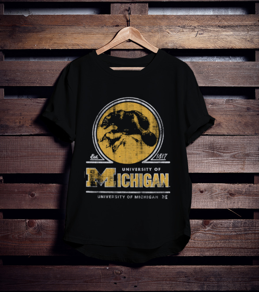 University Of Michigan Est 1817 Wolverine Michigan Wolverines Map T-Shirt